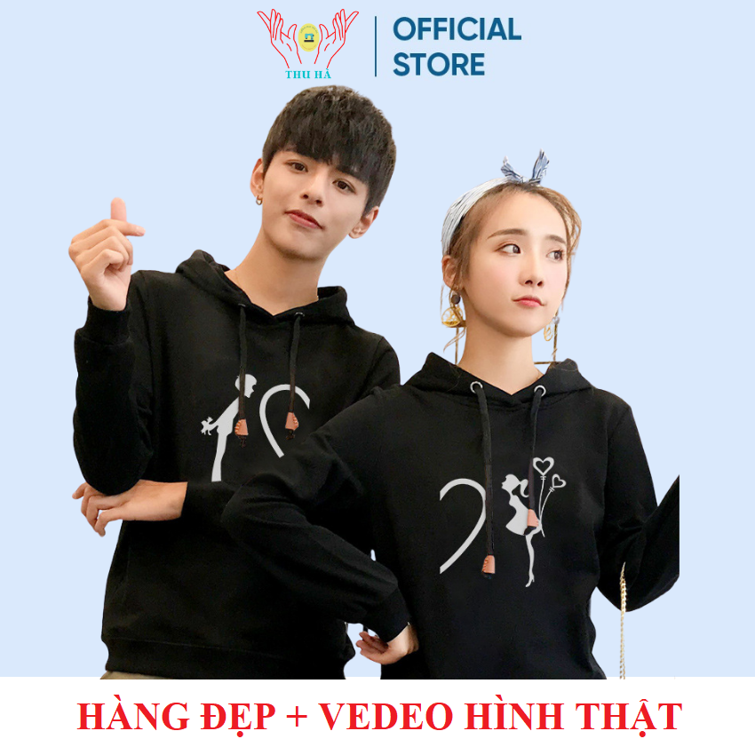 Áo nỉ có mũ ( 2 áo) in hình trái tim ghép ý nghĩa áo đôi áo cặp. { VẢI ĐẸP }. Xưởng May Thu Hà . Vải Bông Nỉ dày dặn mặc đôi mặc nhóm đi chơi đi học thời trang phong cách.