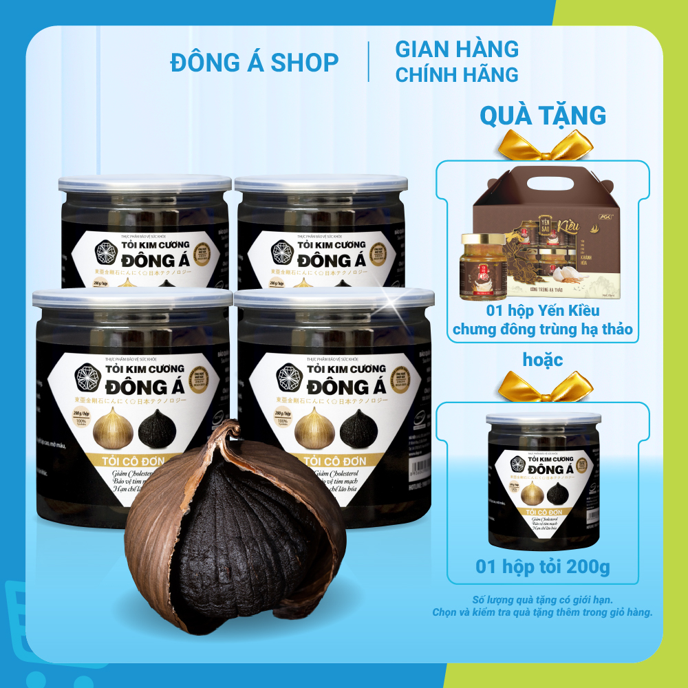 Tỏi Kim Cương Đông Á - Tỏi đen cô đơn hộp 200g SX theo công nghệ Nhật Bản, hỗ trợ tốt cho sức khỏe - Kiểm nghiệm chất lượng bởi Bộ Y Tế, Intertek