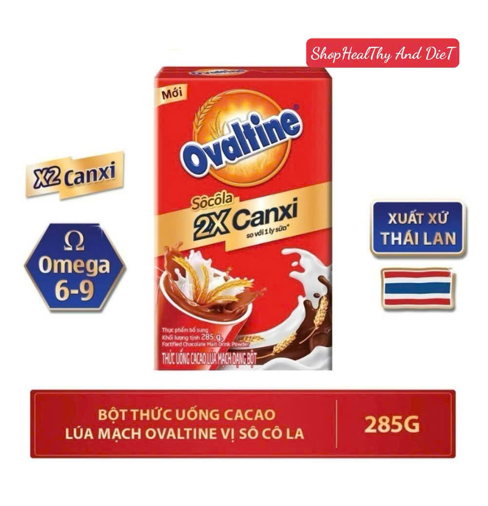 [DATE MỚI] Bột Thức Uống Cacao Lúa Mạch X2 Canxi Vị SôCôLa Ovaltine Hộp 285G