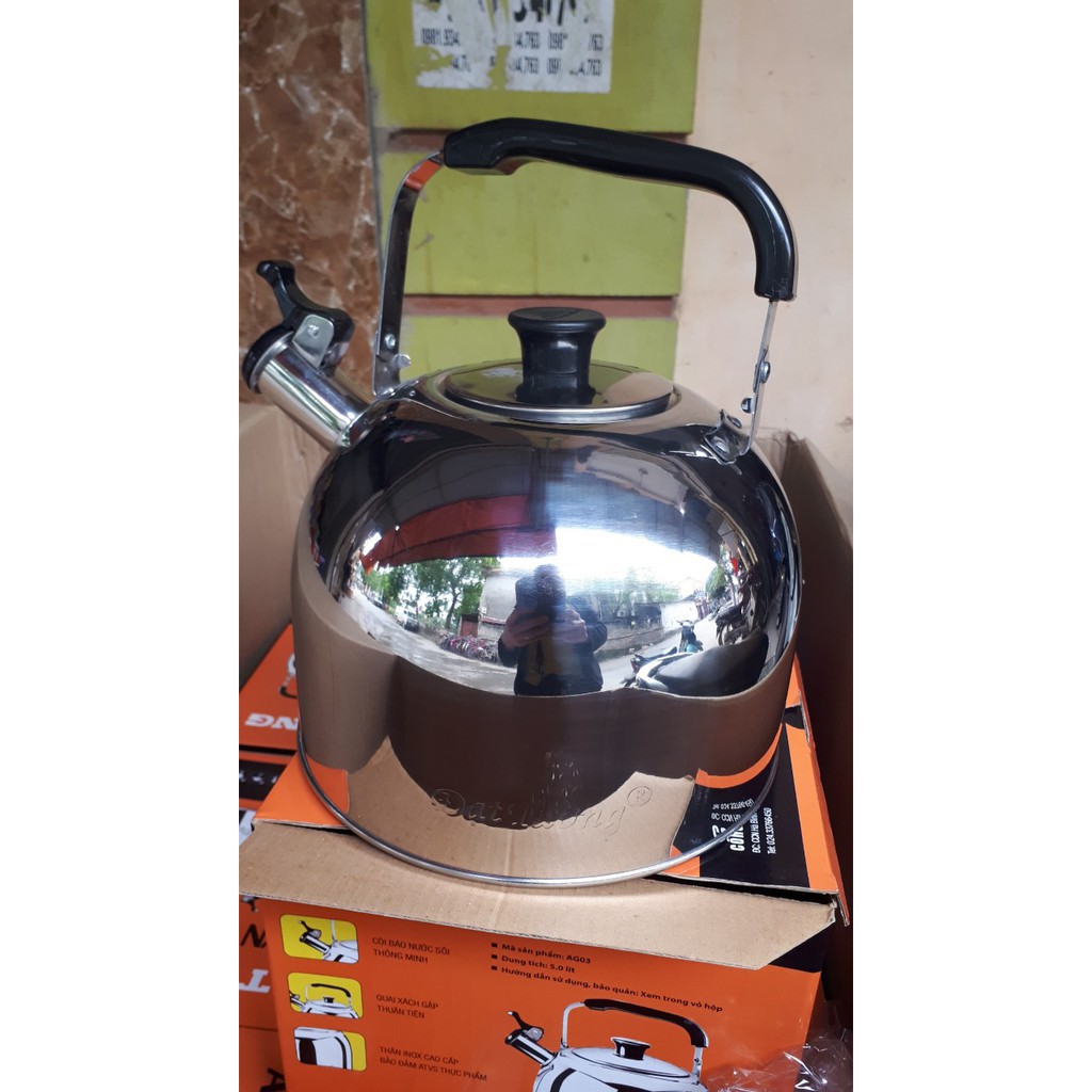 Ấm đun nước bếp từ bếp gas đạt tường 3-5 lít ,siêu nấu nước inox đáy từ bền,đẹp,giá rẻ