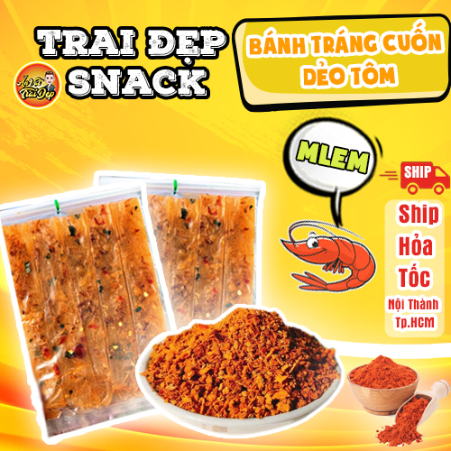 [HCM]1 xâu 10 gói Bánh tráng dẻo Tôm cuốn hành phi Tây Ninh - Trai Đẹp Snack