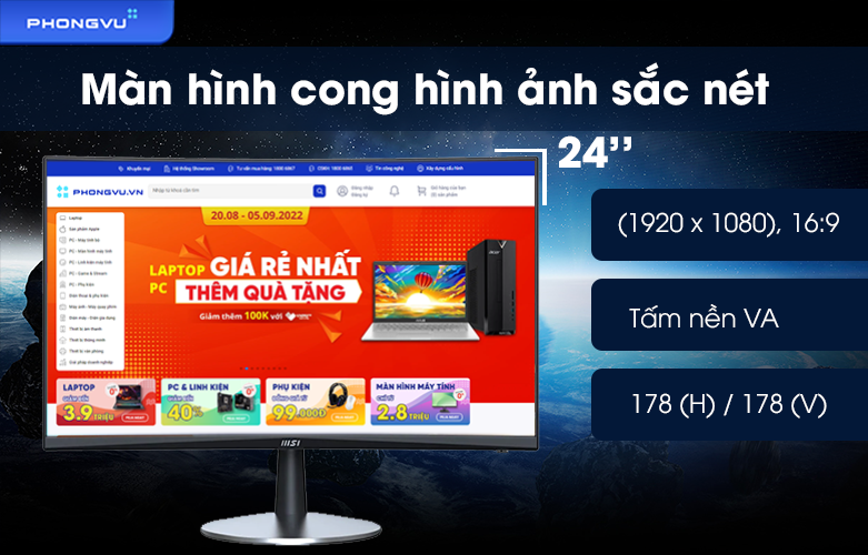 Màn hình LCD MSI 24 inch PRO MP242C | Màn hình
