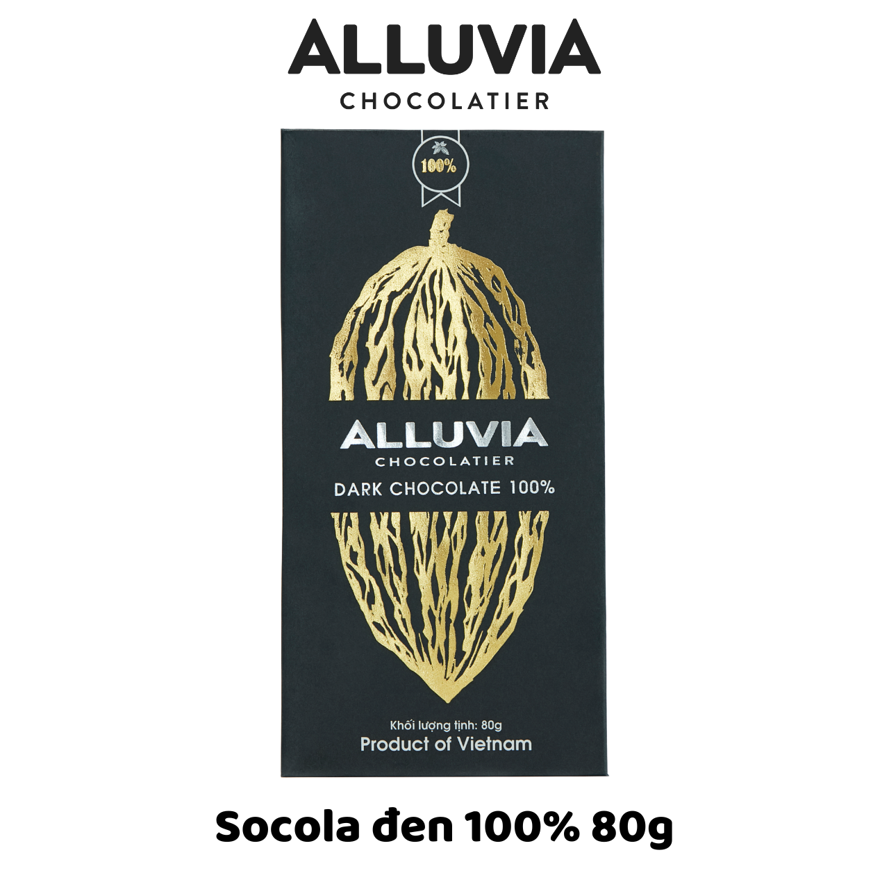 Socola đen nguyên chất không đường Alluvia 100% đắng đậm, Extreme Dark Chocolate Sugar Free