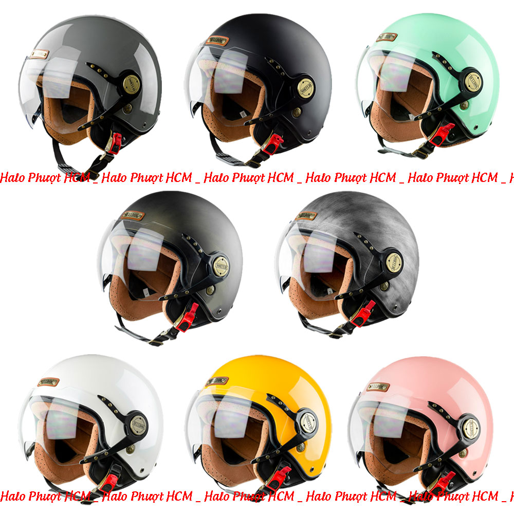 Nón bảo hiểm 3/4 Bulldog POM (tặng túi vải, tem phản quang)