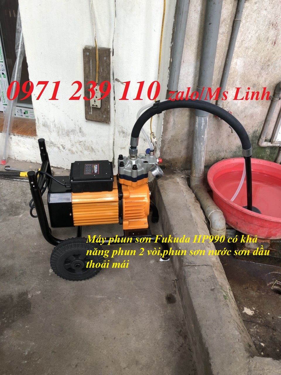 Máy phun sơn nước Fukuda HP990 máy có khả năng phun 2 vòi,hàng chính hãng