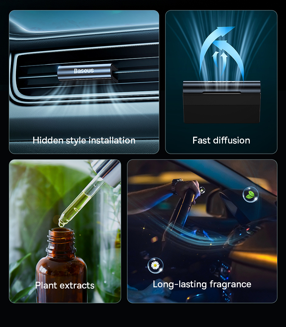baseus mini metal car air freshener for auto interior accessories car perfume long-lasting scent air vent fragrance diffuser 4