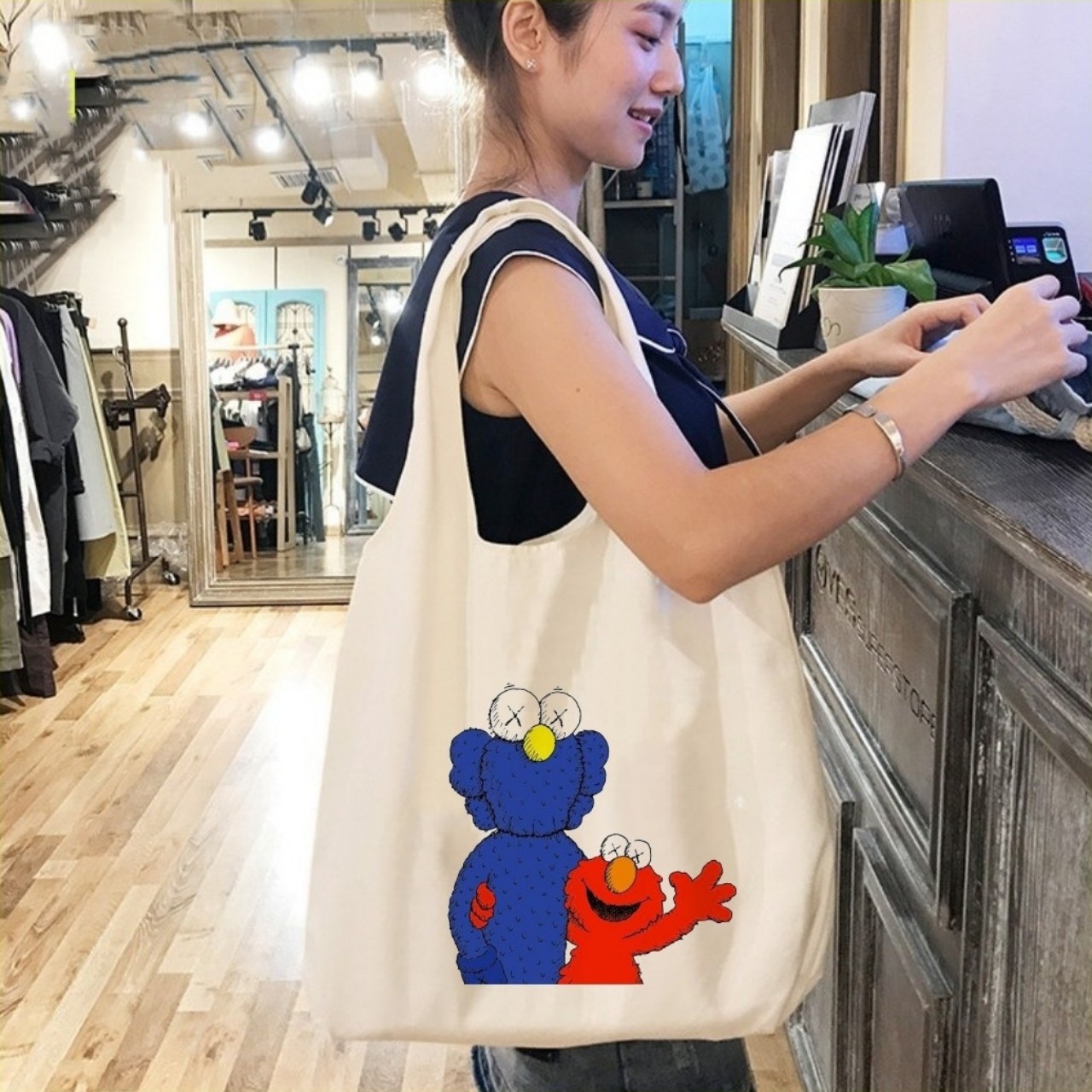 [BAO RẺ 30K] Túi tote vải canvas mềm quay liền loại to phong cách Hàn Quốc tiện đi học  đi làm  đi chơi đều ok