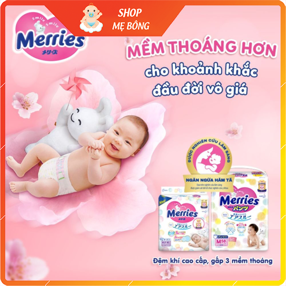 Bỉm Tã quần Merries cộng miếng đủ size M64 L50 XL44 XXL28
