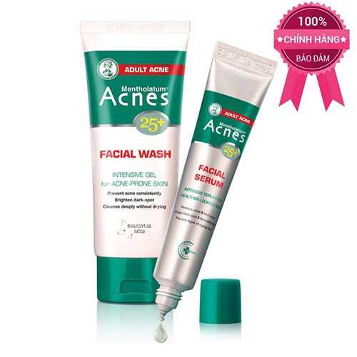 Combo 2 sản phẩm gel rửa mặt và tinh chất mụn Acnes 25 Facial sản phẩm tốt chất lượng cao cam kết sản phẩm nhận được như hình