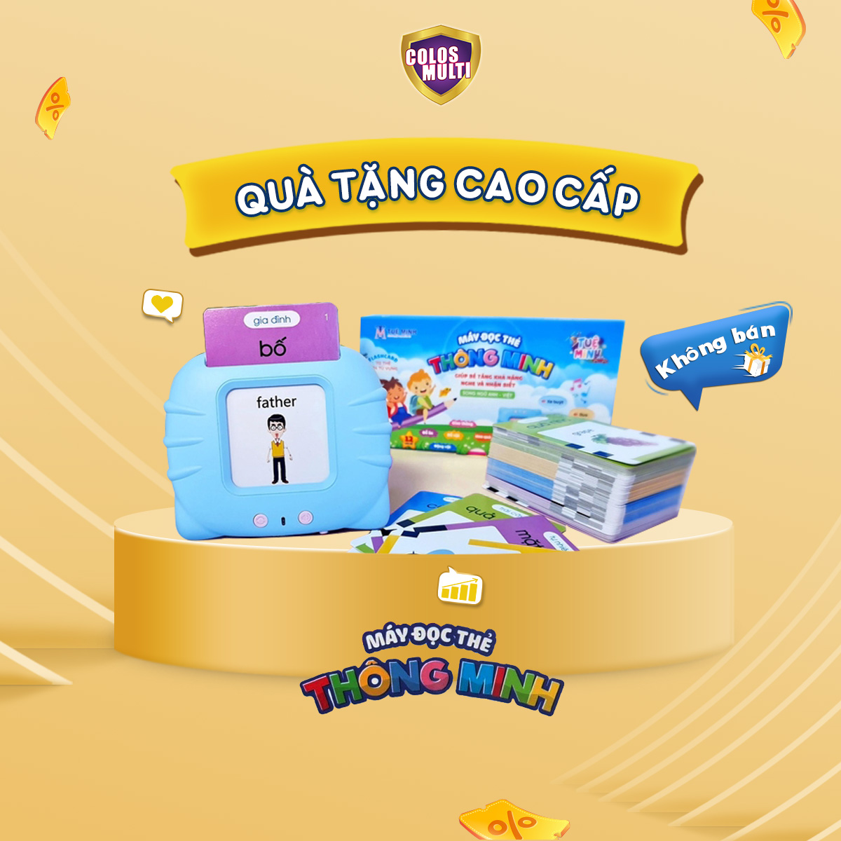 [QUÀ TẶNG KHÔNG BÁN] Máy đọc thẻ song ngữ anh việt thẻ học thông minh cho bé đồ chơi thông minh
