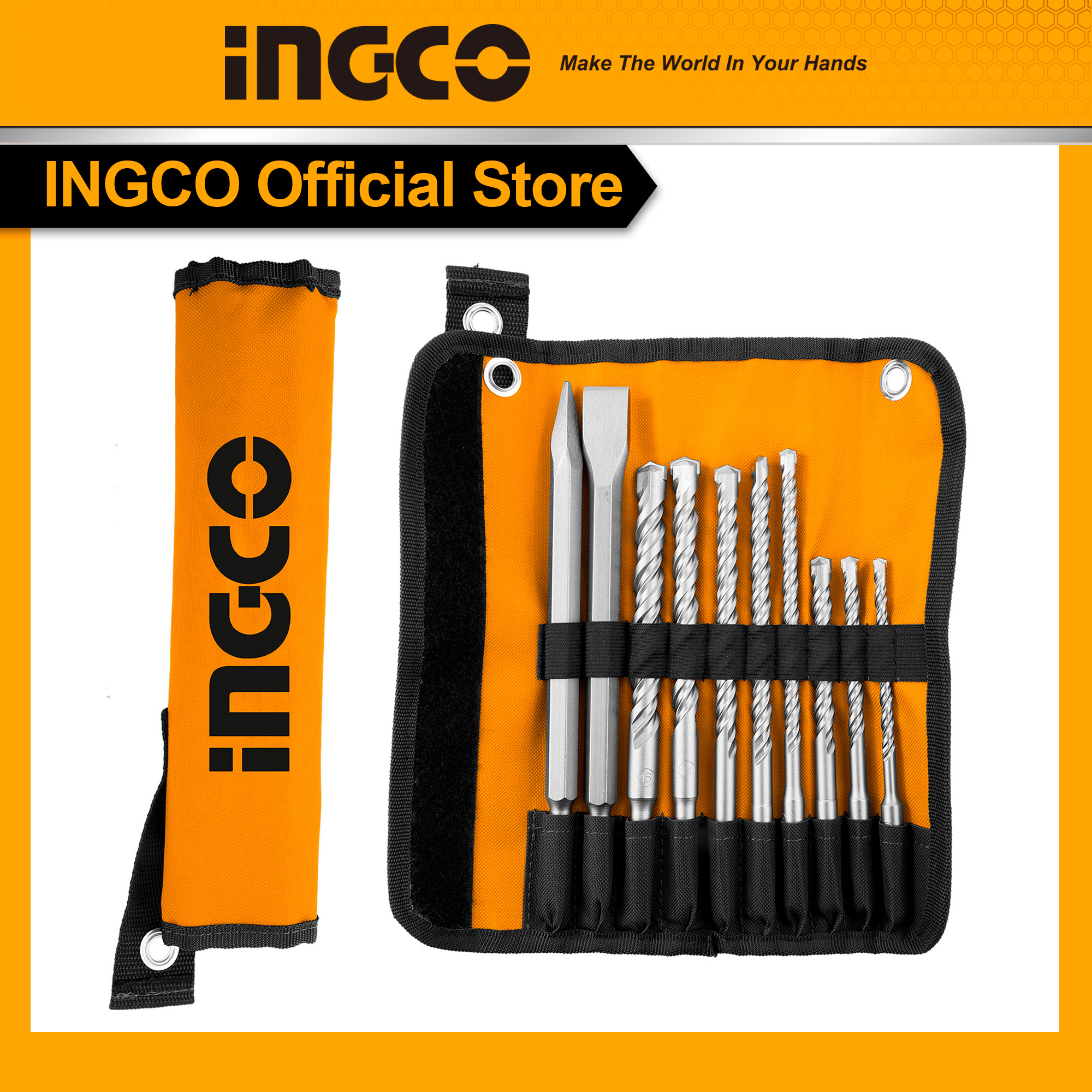 Bộ 10 mũi khoan và mũi đục ingco akd2101