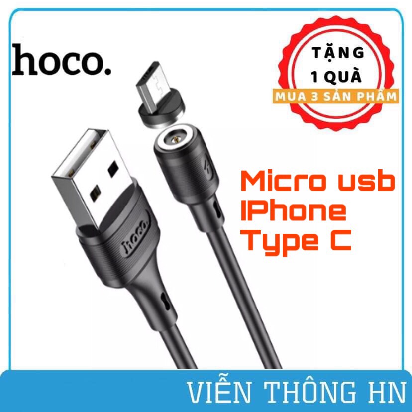 Dây sạc nhanh có nam châm hoco x49 - cáp sạc từ tính lightning micro usb type c cho samsung ip oppo...vv