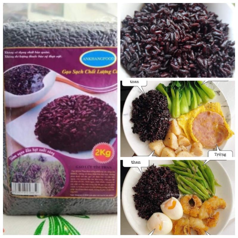Gạo Lứt Tím Than eat clean thục duong giảm cân Siêu Dẻo Gói 2Kg