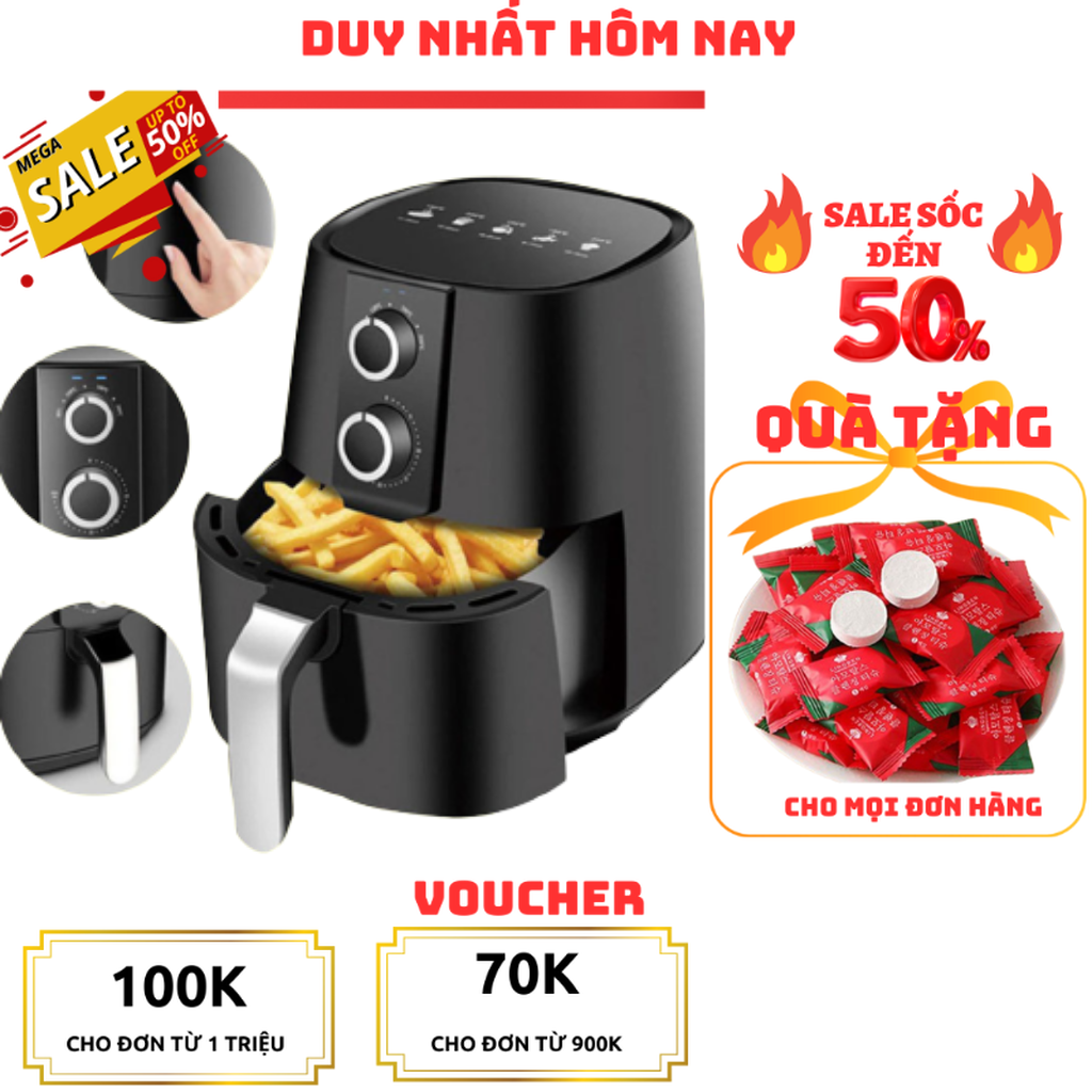 Bếp Chiên Không Khí Cao Cấp, Nồi Chiên Không Dầu Camel 6L Thế Hệ Mới