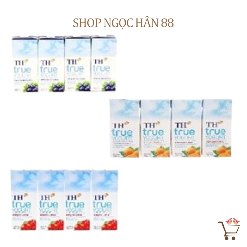  Sữa Chua Uống TH True Yogurt Lốc 4 Hộp x 180ml - Hương Cam Dâu Việt Quất NEW 