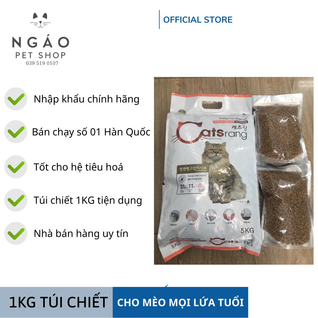 [HN] Catsrang thức ăn cho mèo mọi lứa tuổi nhập khẩu Hàn Quốc_Túi chiết 1KG