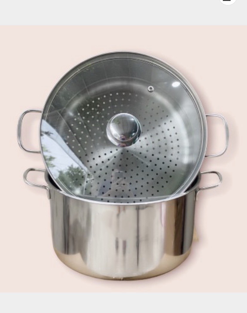 Bộ xửng hấp inox 32cm-Nắp kính