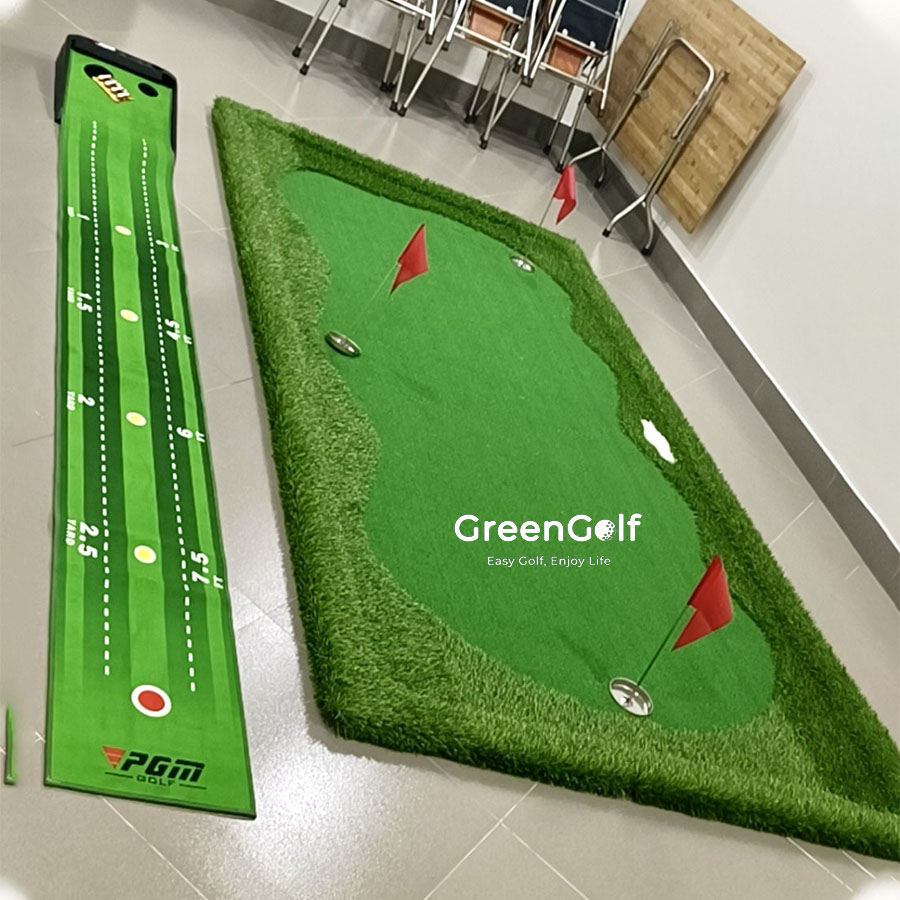 Thảm tập putt golf viền dày kích thước 1.25mx2.6m/ tặng 3 bóng golf/ thiết kế chống lăn bóng ra ngoài/ phù hợp nhiều không gian
