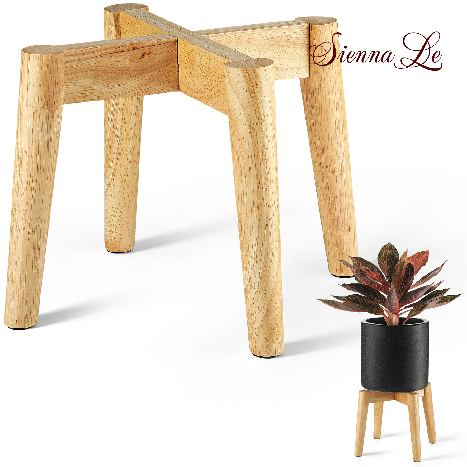 Sienna Le Giá Đỡ Chậu Cây, Đôn Gỗ Để Chậu Hoa Để Bàn - Cao 19 cm x Rộng 24 cm