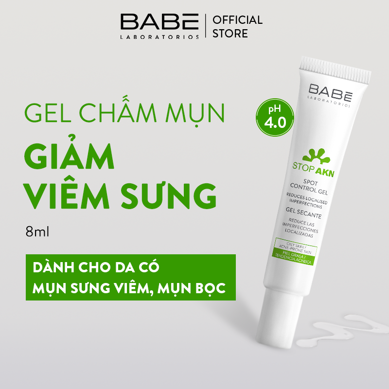 Gel chấm mụn giúp gôm cồi mụn BABÉ Stop Akn Spot Control Gel 8ml