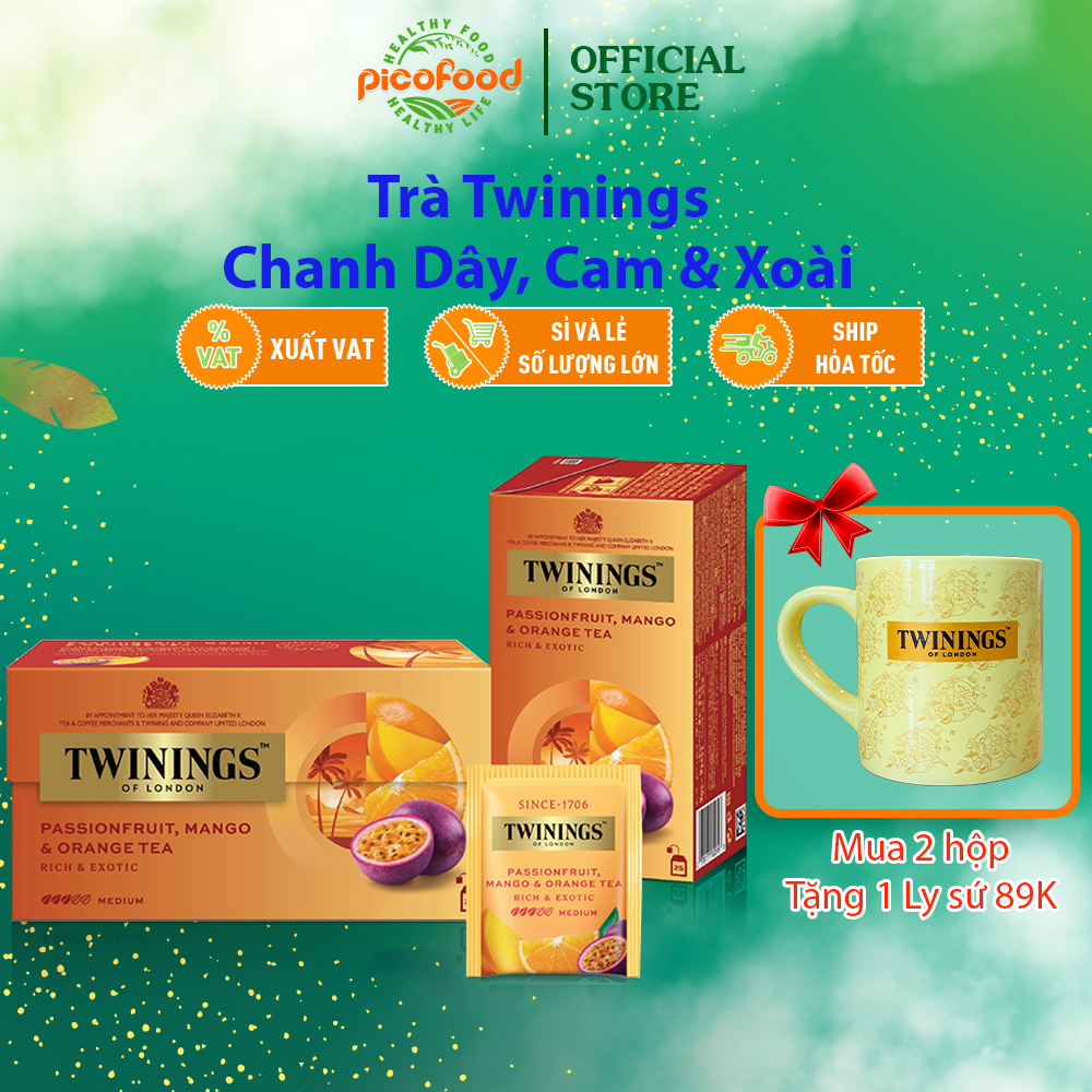 Trà Twinigs Peach Tea Hộp 25 Gói | Trà Twinings Túi Lọc Hương Đào - Pico Food