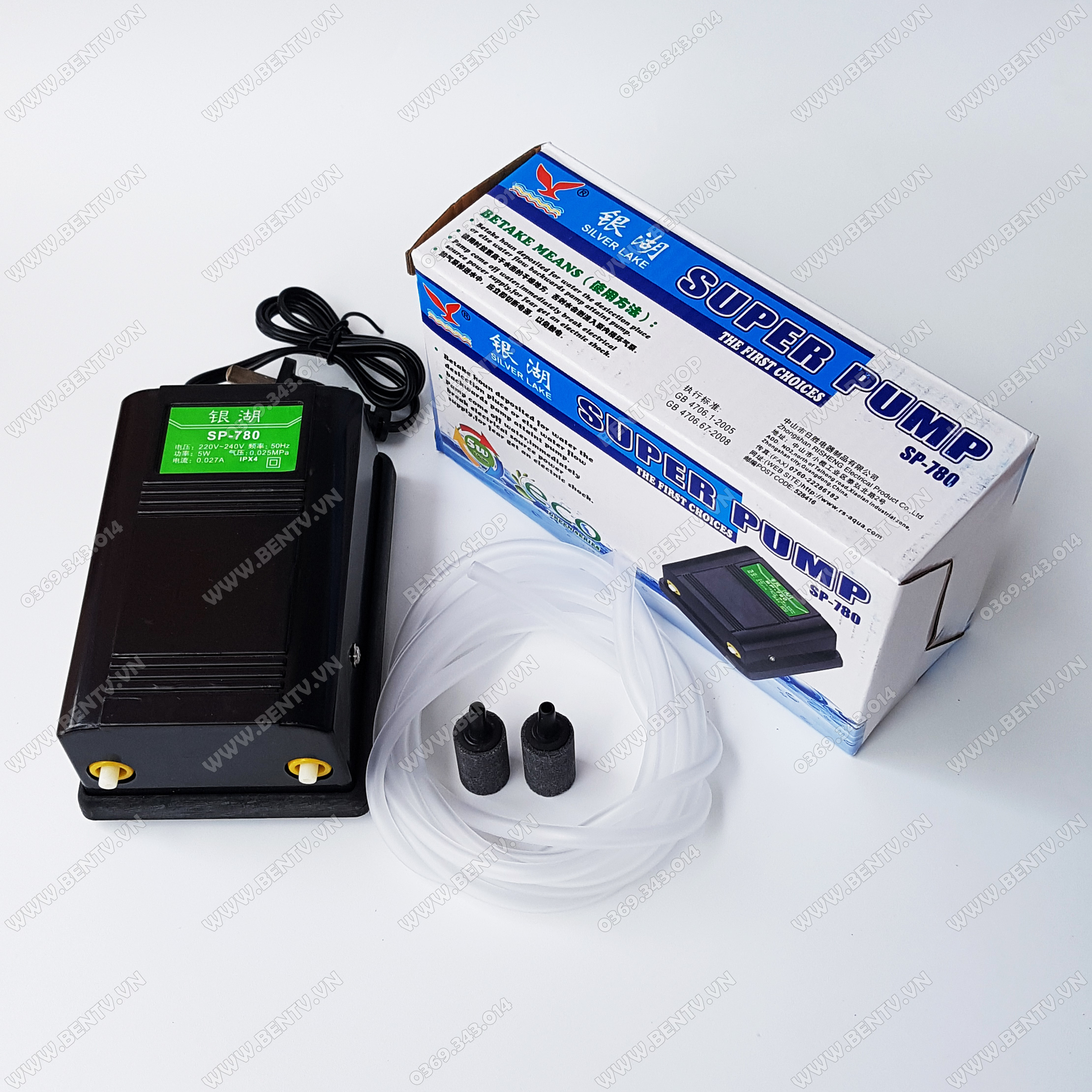Máy sủi khí oxy 2 vòi sp-780 - tặng dây và đá