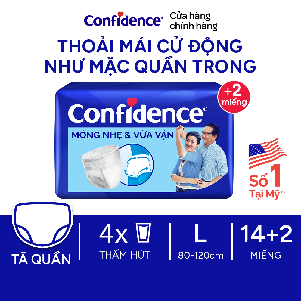 Tã quần người lớn CONFIDENCE SLIM&FIT size M/L gói 20/16 miếng