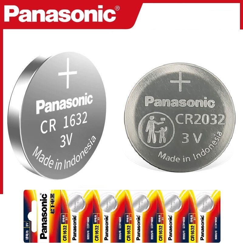 Pin Panasonic CR1632/CR2032, pin cảm biến áp suất lốp, chìa khóa ô tô, xe máy, .., 3V Lithium Made in Indonesia