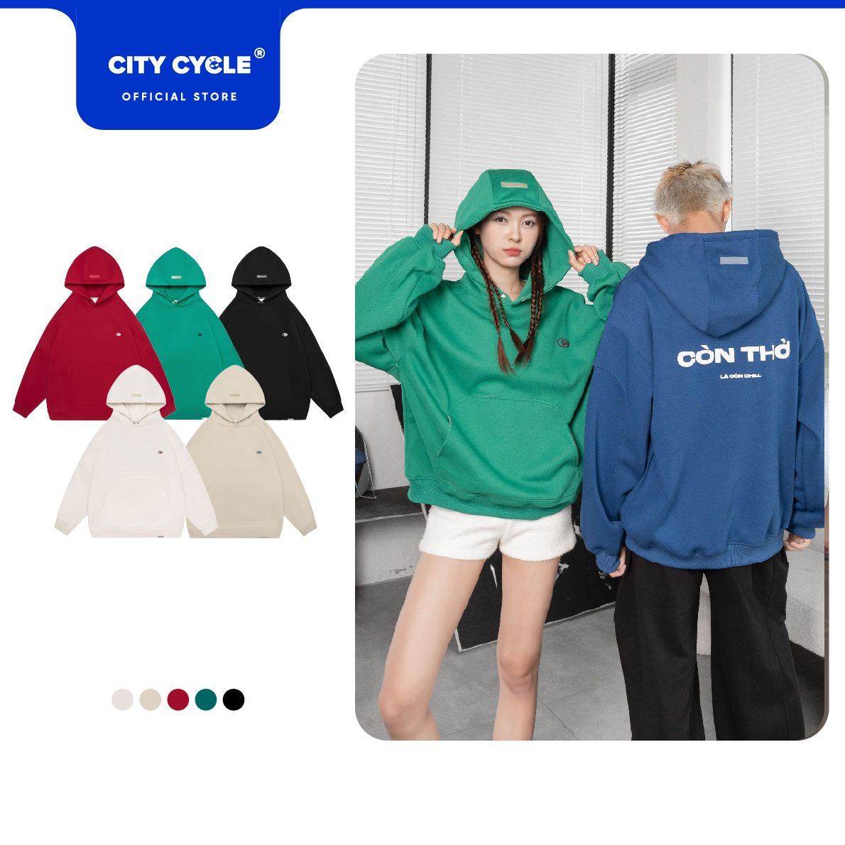 Men's and Women's Fox Fur Hoodie Autumn and Winter Thick Local Brand Genuine City Cycle Own Your Vibe Hoodie