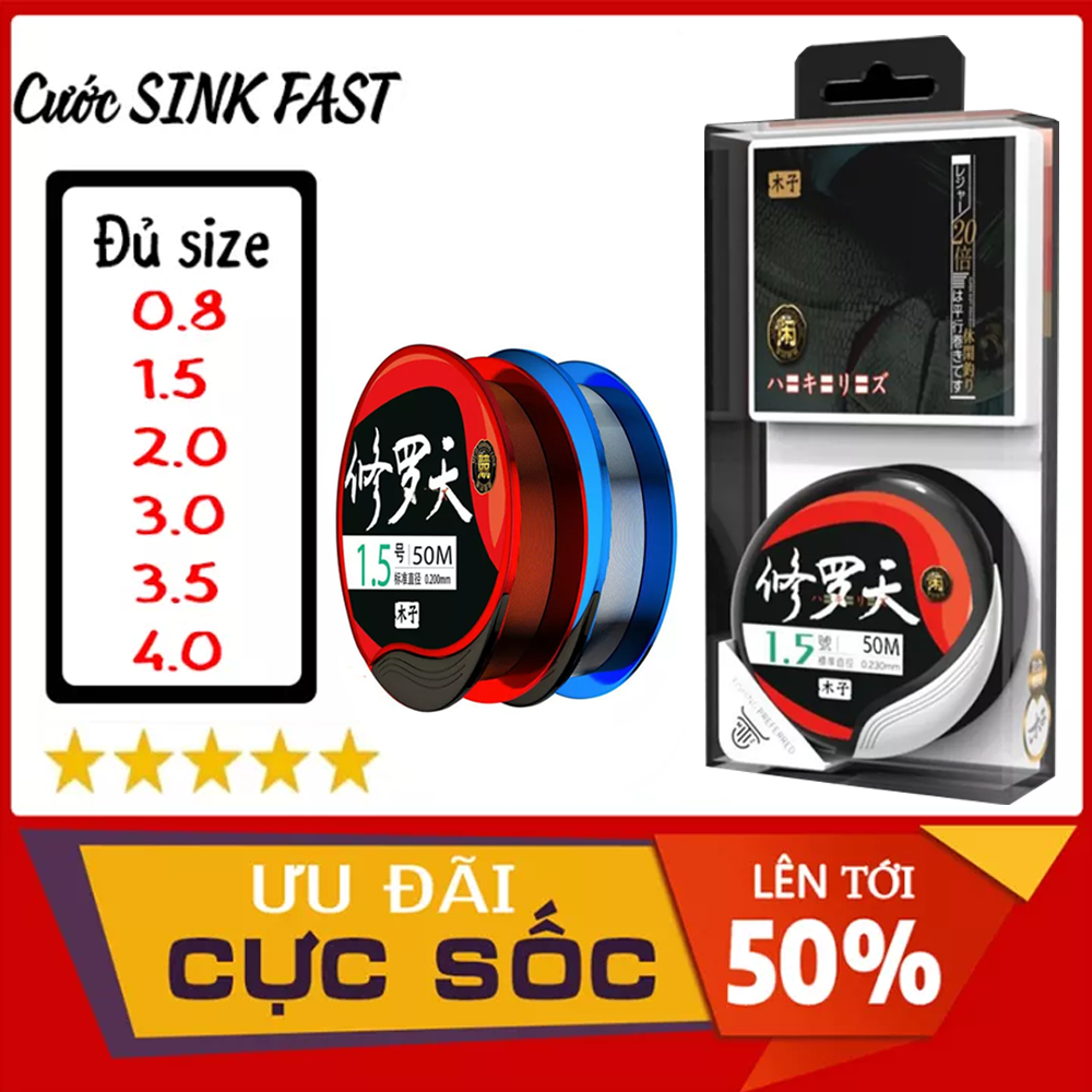 [Giảm 50%] Cước SINK FAST siêu dai, cước câu cá, Chuyên Câu Đài, Câu Đơn, làm thẻo, câu lục, làm trục làm thẻo, đủ size - Đồ Câu DHS