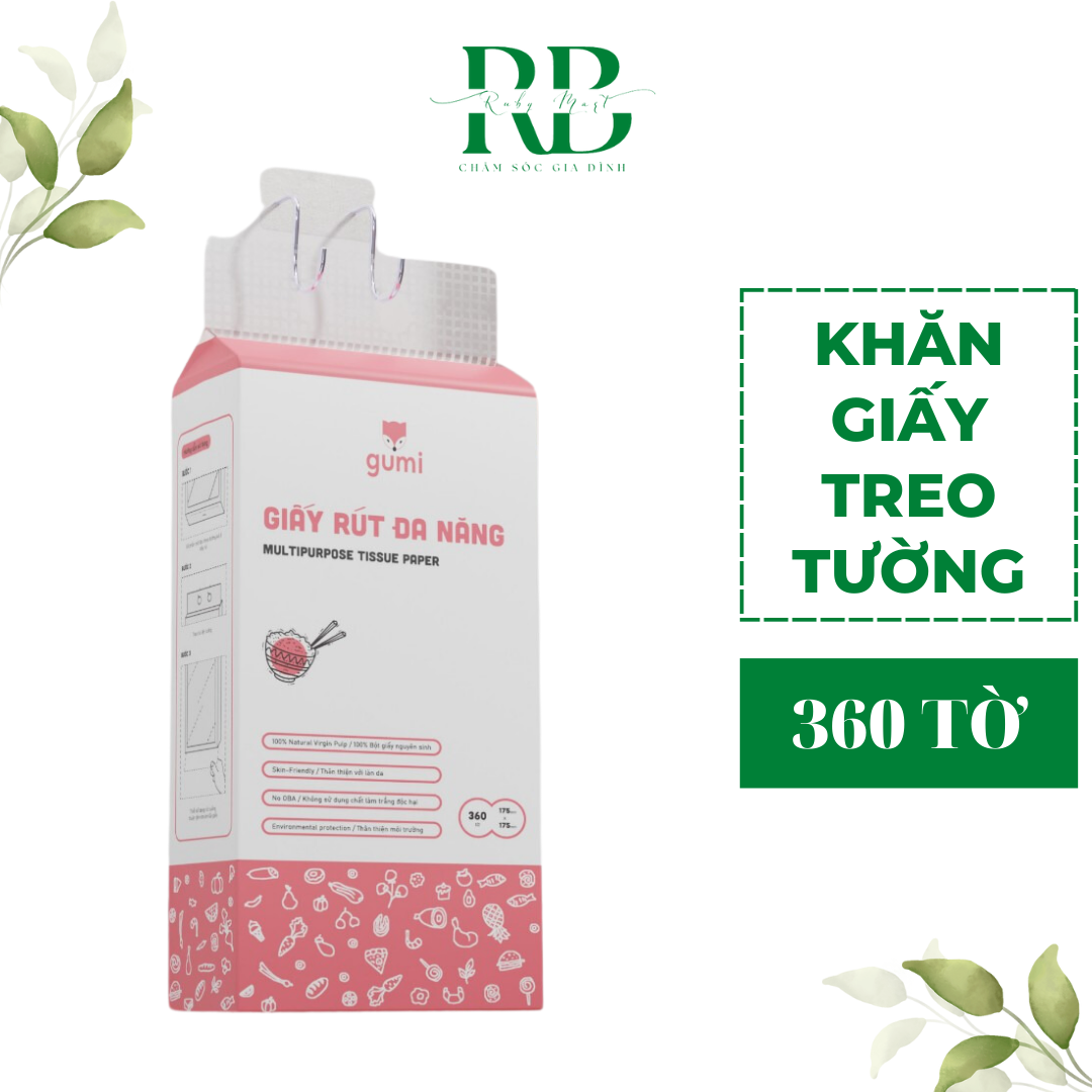 Combo 4 Túi Khăn Giấy Rút Đa Năng Gumi Treo Tường 360 Tờ 4 Lớp
