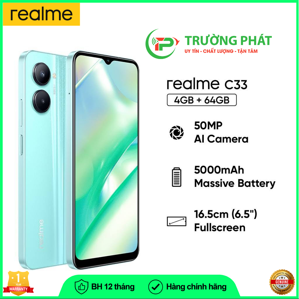 Điện Thoại Realme C33 4GB/64GB  - Hàng Chính Hãng, Bảo hành 12 tháng