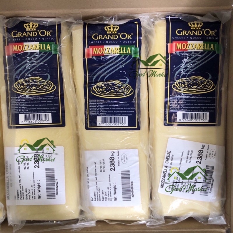 Phô mai mozzarella kéo sợi 500g/1kg/2.38kg hiệu grand’or unilac