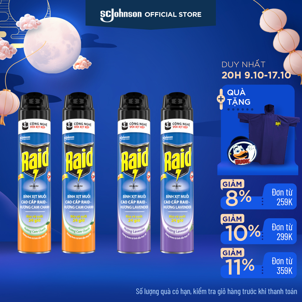 RAID - BỘ 2 CHAI XỊT MUỖI 520ML x 2