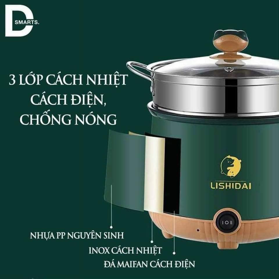 Nồi điện SHANBAN 2 TẦNG INOX (tặng vỉ hấp ) phiên bản mới 2023 phủ đá chống dính sịn đét