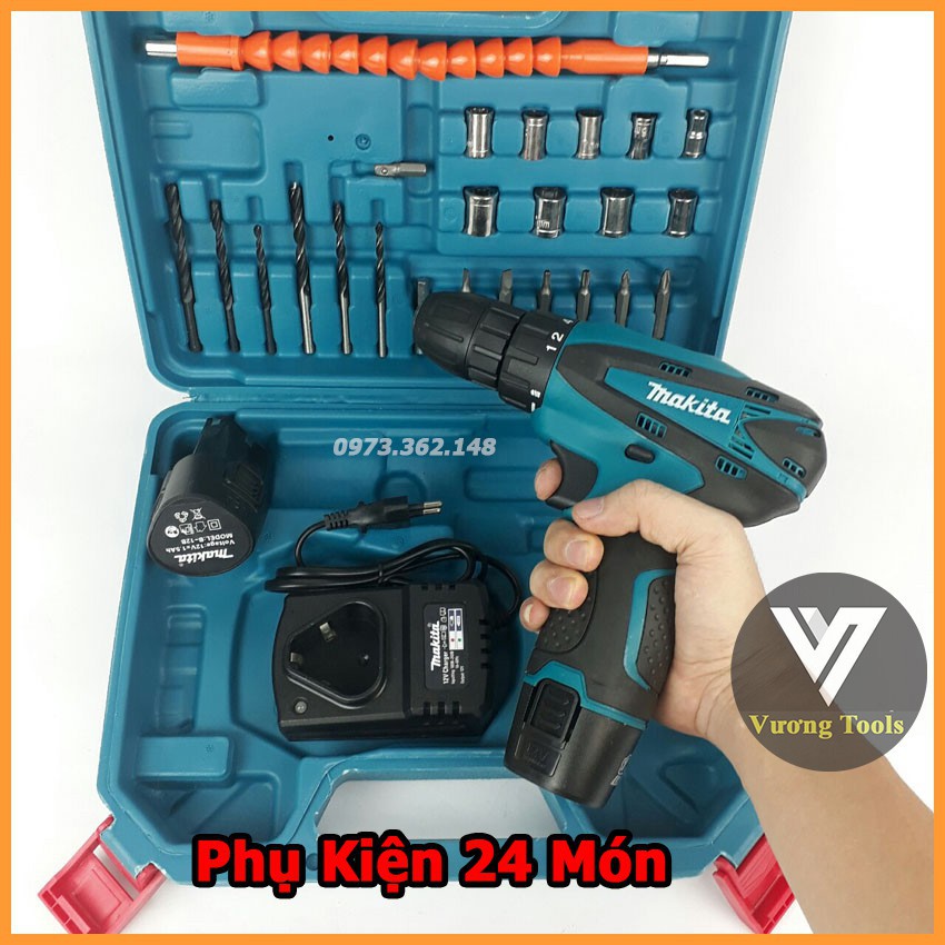 Khoan pin bắn vít 12v kèm bộ phụ kiện 27 món