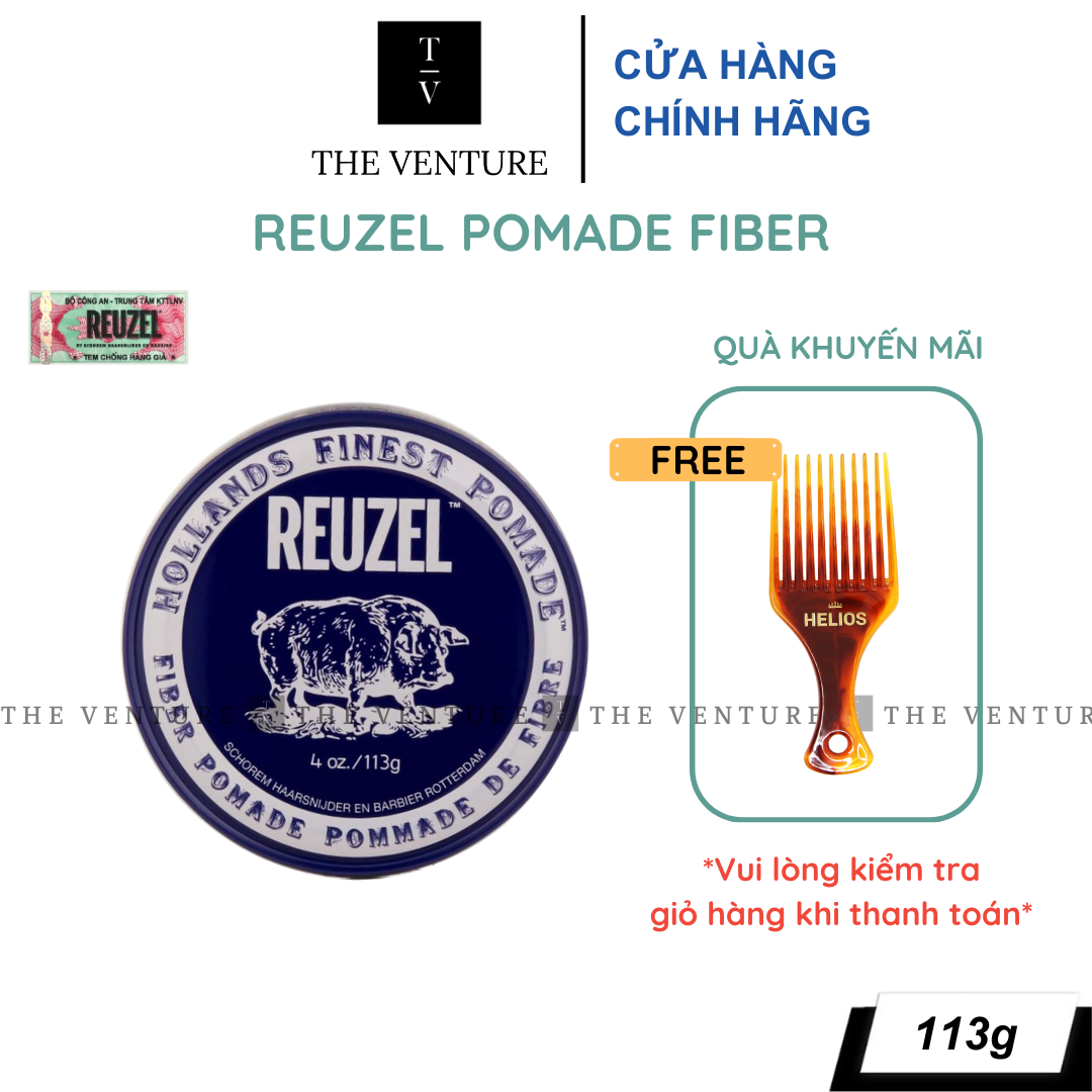 Sáp Vuốt Tóc Reuzel Fiber Pomade Chính Hãng - Pomade Heo Xanh Dương