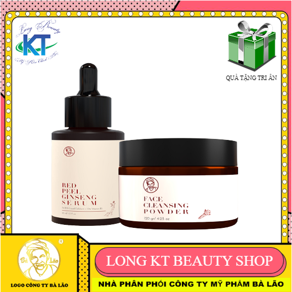 Combo bà lão mẫu mới 2021- serum mụn red peel ginseng serum 30ml - bà lão huyết sâm và face cleansing powder