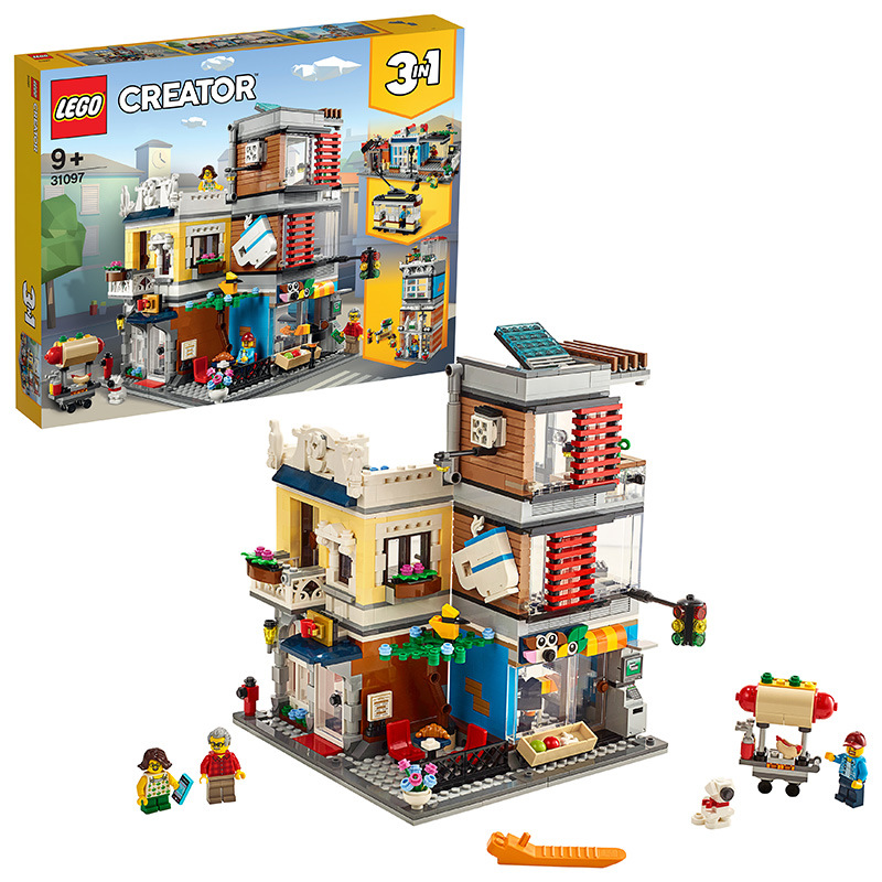 LEGO LEGO Sản phẩm mới Dòng sáng tạo Bộ ba trong một 31097 Cửa hàng thú cưng và Khối xây dựng quán cà phê