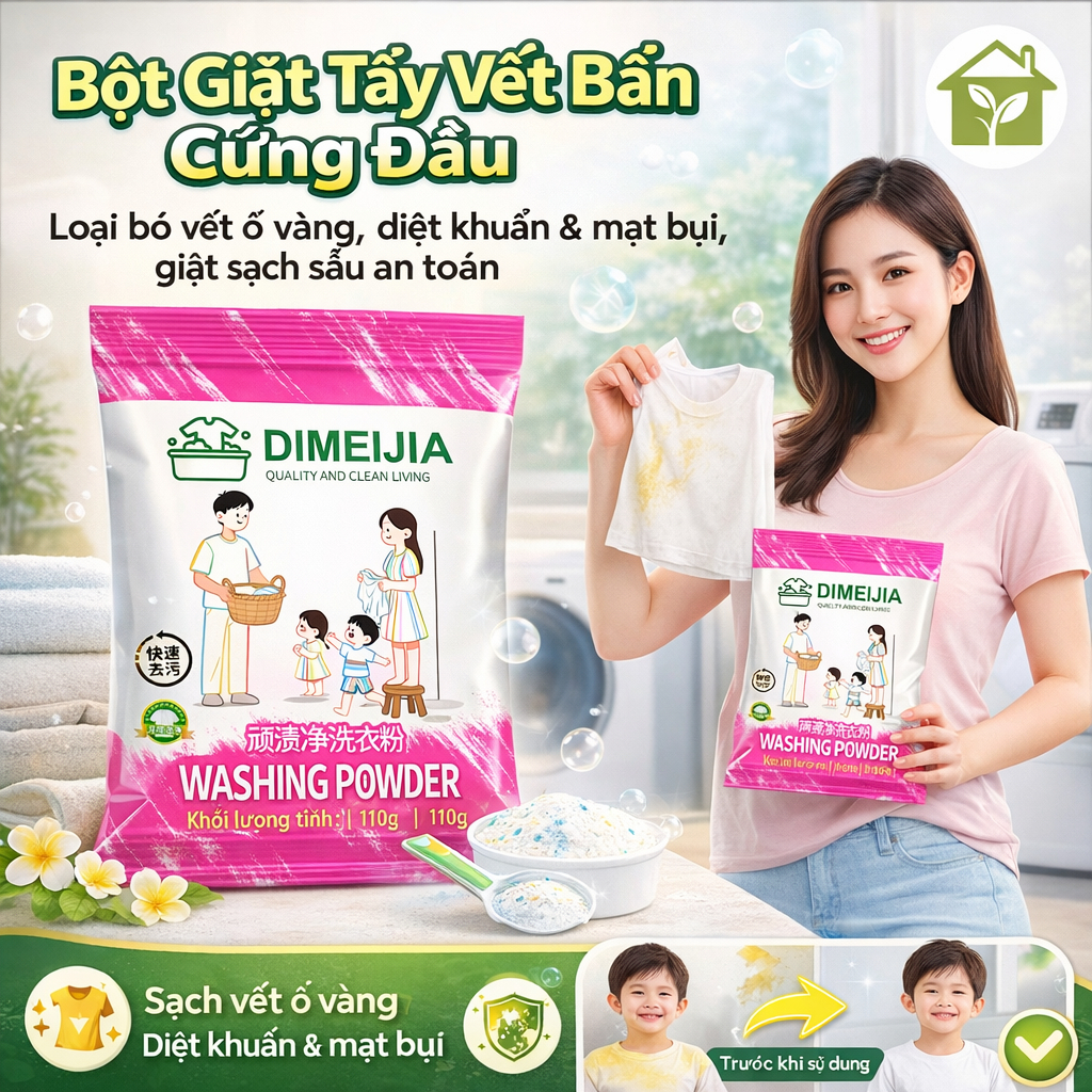 【3 Trong 1】 Bột Giặt Tẩy Vết Bẩn Mạnh Mẽ / Loại Bỏ Vết Bẩn Vàng Và Đen / Làm Sạch Sâu / Loại Bỏ Hiệu Quả 99,9% Vi Khuẩn Và Mạt Bụi / Hương Thơm Lâu Dài