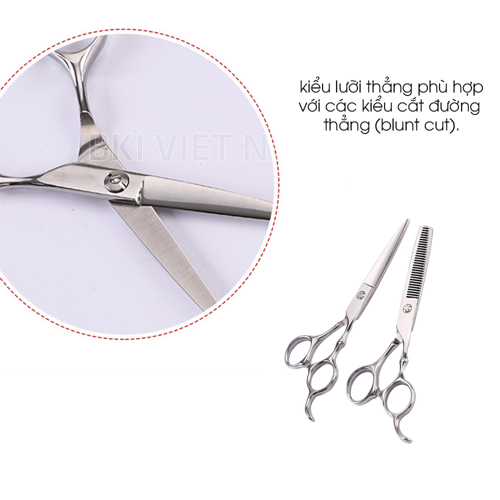 Bộ 2 Kéo Cắt Và Kéo Tỉa Chuyên Dụng Bằng Thép Không Gỉ Cao Cấp, Bộ Kéo Cắt Tóc Gia Đình Tiện Dụng, Thiết Kế Nhỏ Gọn Sắc Bén