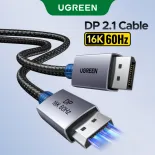 【16K 60Hz 】UGREEN 80Gbps DP 2.1 Male to Male Aluminum Shell Cable with Braided Mesh Displayport 2.1 Cable 2m Model：55568