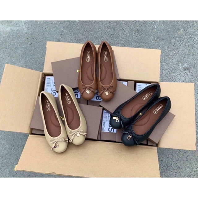 Giày bệt búp bê nơ Coach hàng xuất chuẩn store mềm êm (nguyên hộp, ảnh chụp thật)