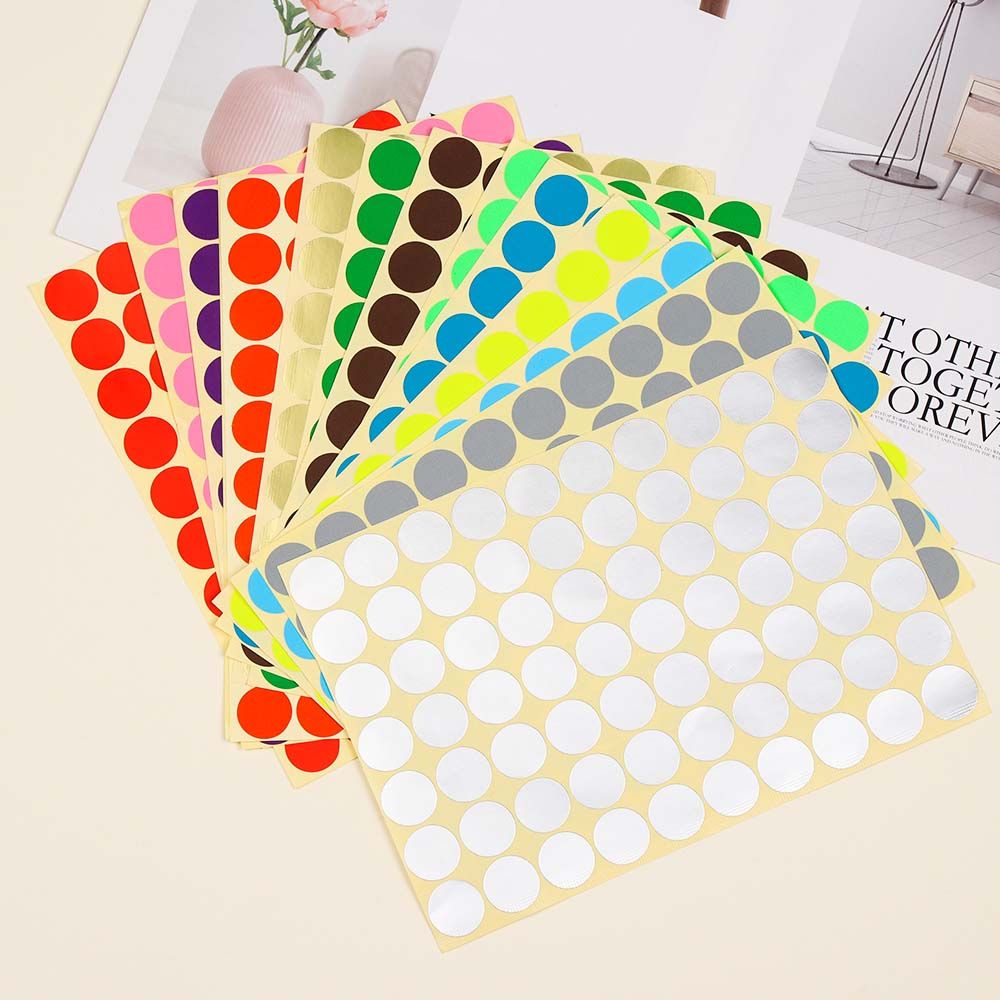 XAVIE DIY Craft Mix Color Coloured Dot Round Circle Adhesive Label Sealing Label Paper Sticker Stickers