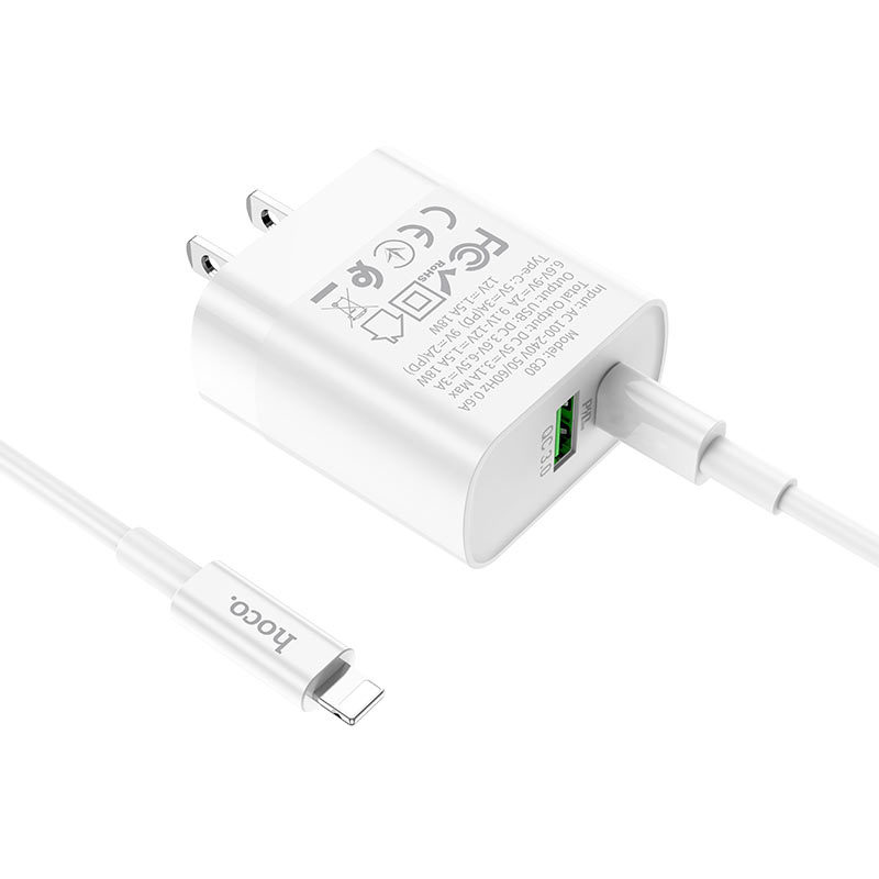 Củ sạc nhanh 20w Qc3.0 type c đến lightning cho iphone 12pro/ 12promax / 11pro Hoco C80 chính hãng