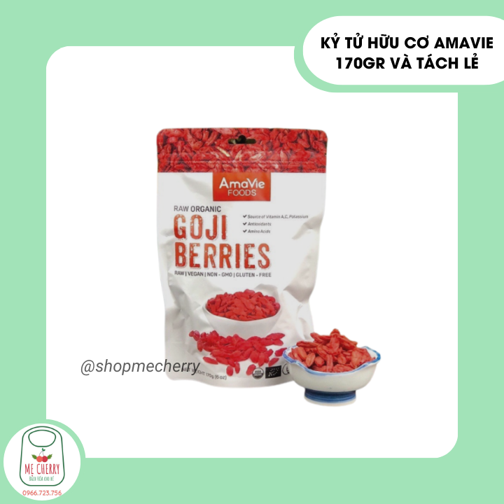 Kỷ tử hữu cơ ninh hạ size to amavie 170g và tách lẻ dùng thử 34gr