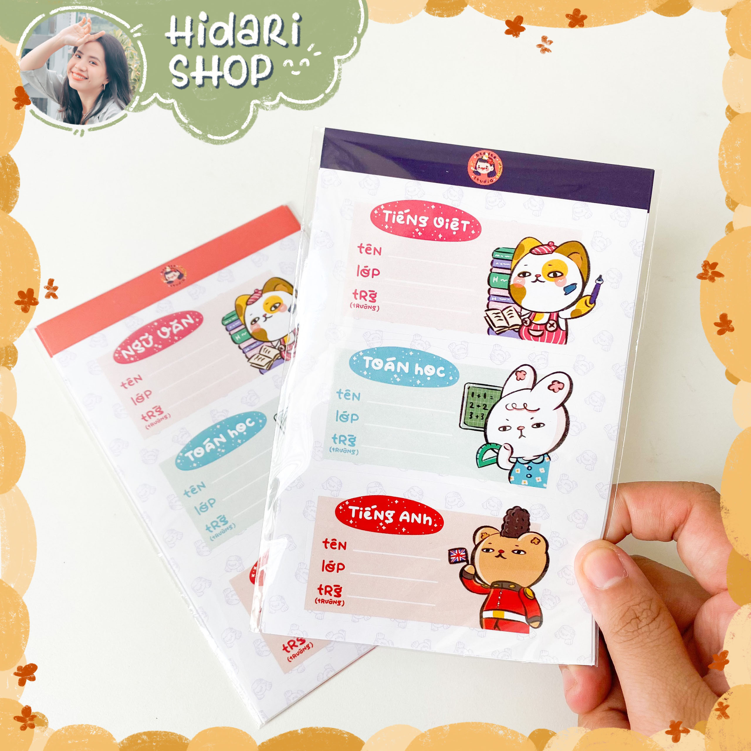 Sticker Nhãn Vỡ Môn Học Tiện Lợi Dễ Thương by Bee.dee studio - Hidari