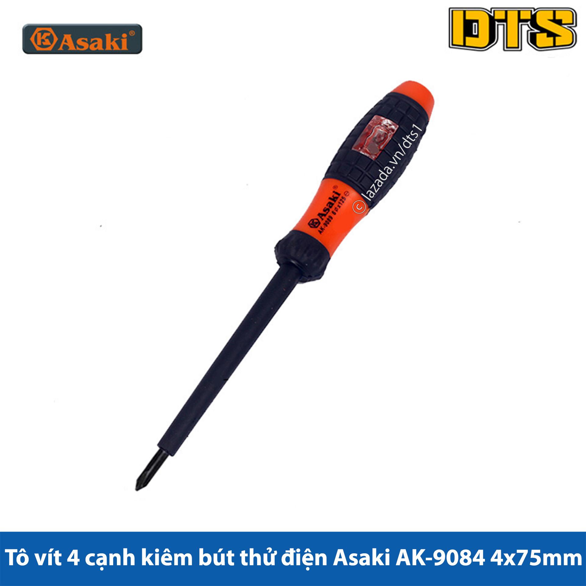 Tô vít 4 cạnh kiêm bút thử điện asaki ak-9084 4x75mm