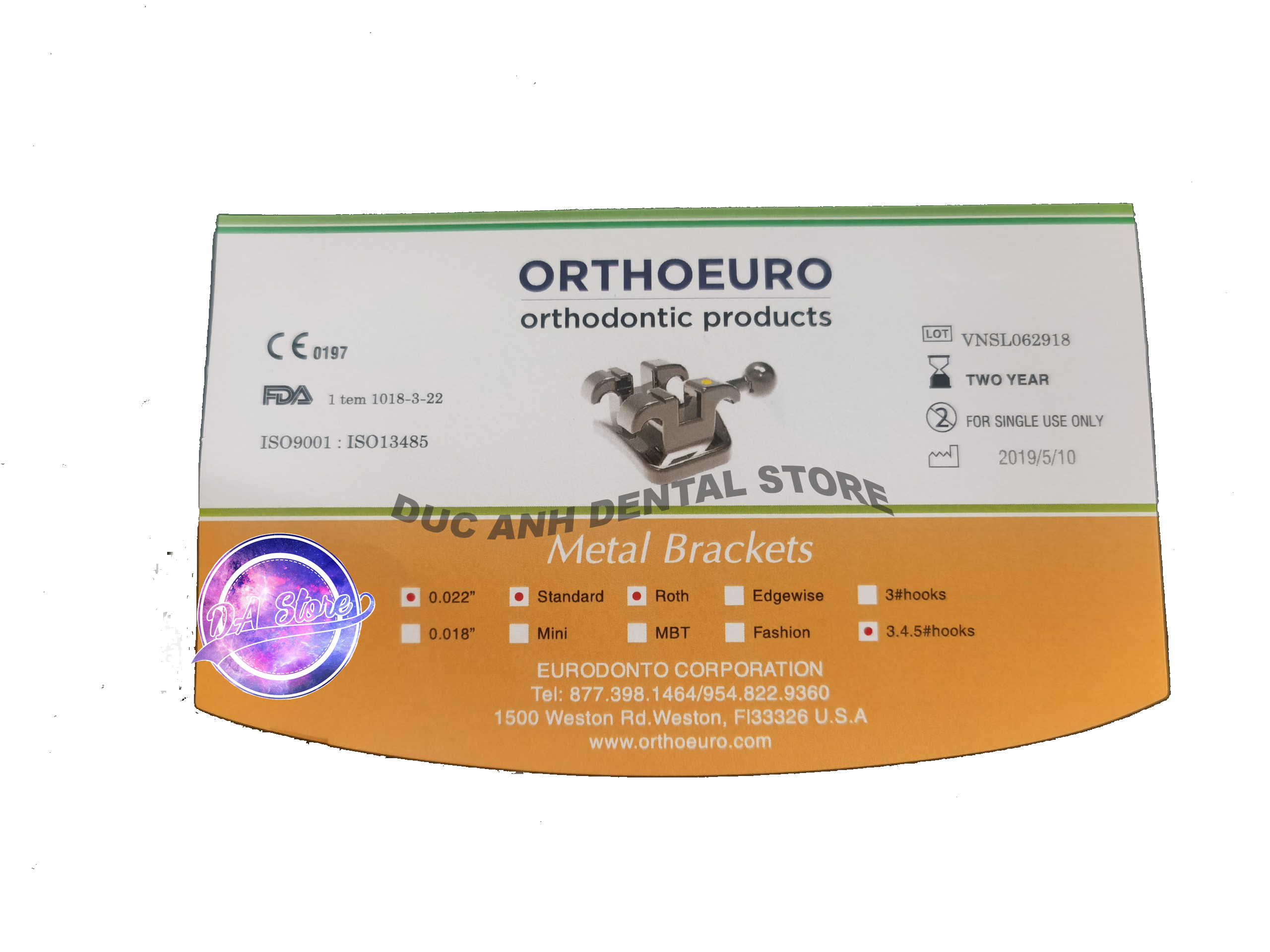 Mắc cài kim loại mỹ - hàng chính hãng orthoeuro của mỹ- mắc cài niềng răng chỉnh nha chính hãng Orthoeuro