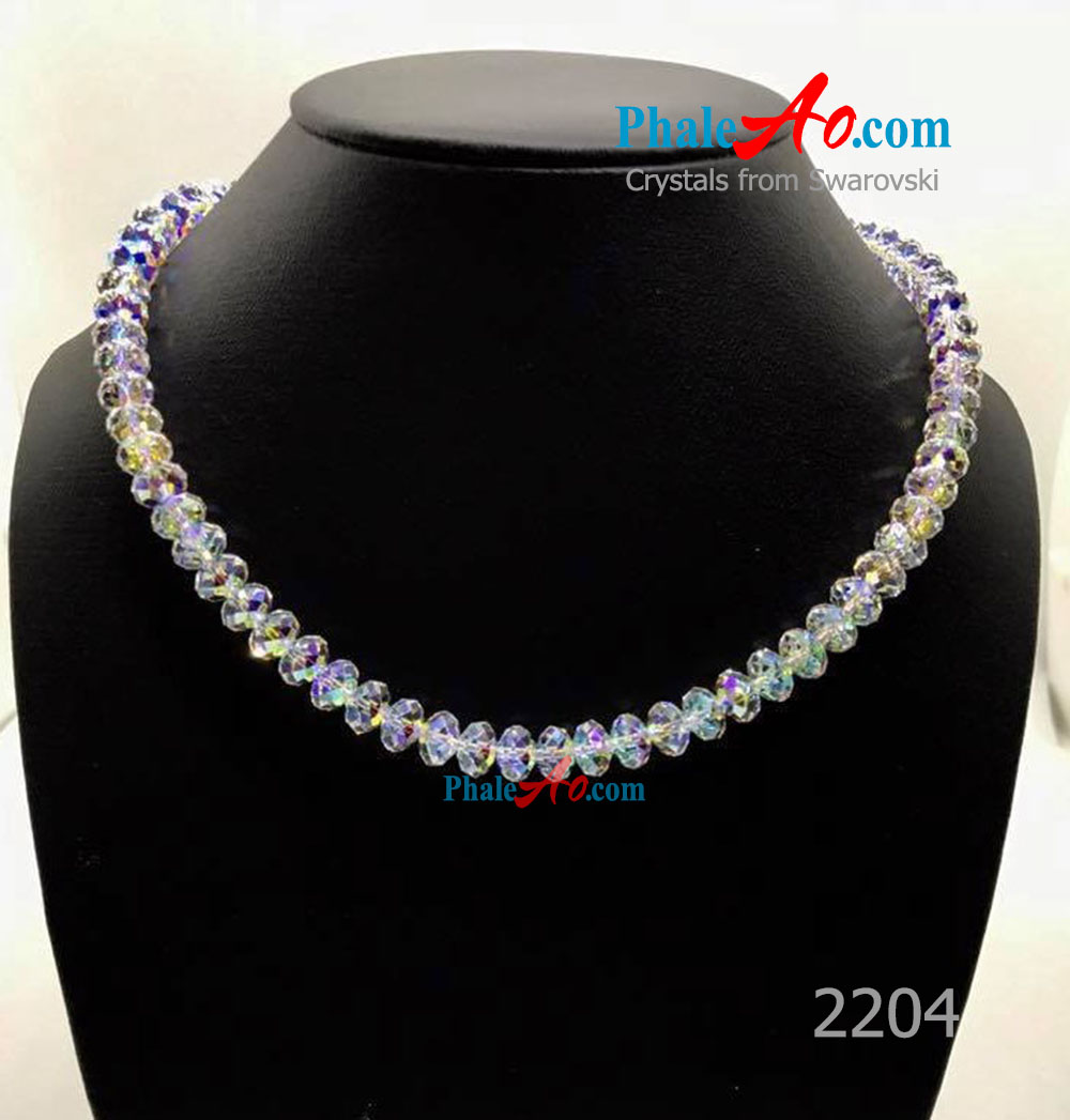 [HCM]Vòng cổ Swarovski crystal bánh cam 5040 briolette bead 8ly khóa bạc 925